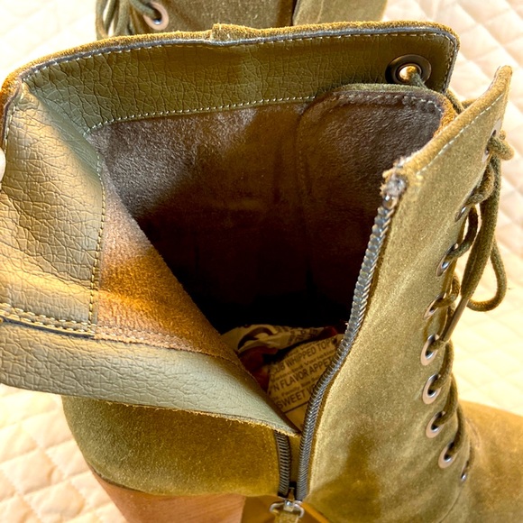MIA Fontana Suede Lace Up Boots. New. Olive Green. Size 8.5. Side Zipper. - Picture 8 of 13